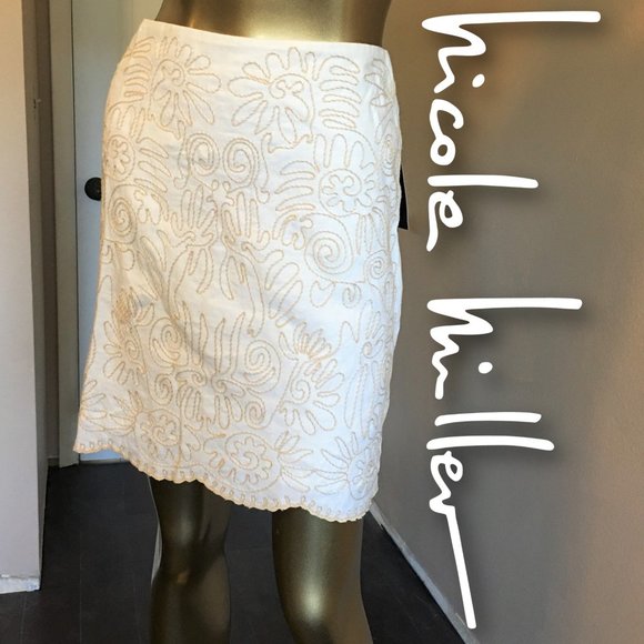 NICOLE MILLER COLLECTION Linen Skirt NWT!